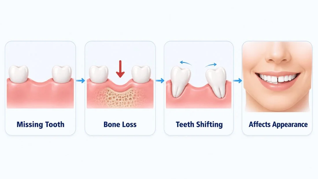Effects of missing teeth — bone loss and facial changes — HSR Layout dental care